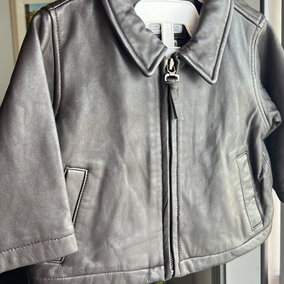 🤎Like new One Kid Unisex Genuine Lamb Leather infant jacket Brown 12 months - Picture 5 of 15